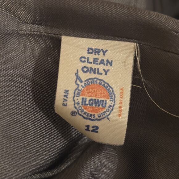 Vtg 80s Evan Picone Gray Career Collarless Suit Coat And Pleated Skirt Pockets - Picture 9 of 15